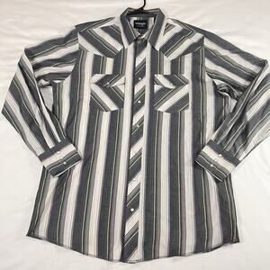 Wrangler Western Shirt Men Size XLT Multicolor Striped Pearl Snap Classic Cowboy